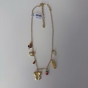 Free People - Gold Toned Charm Necklace with Whimsical Girly Coquette Charms NWT